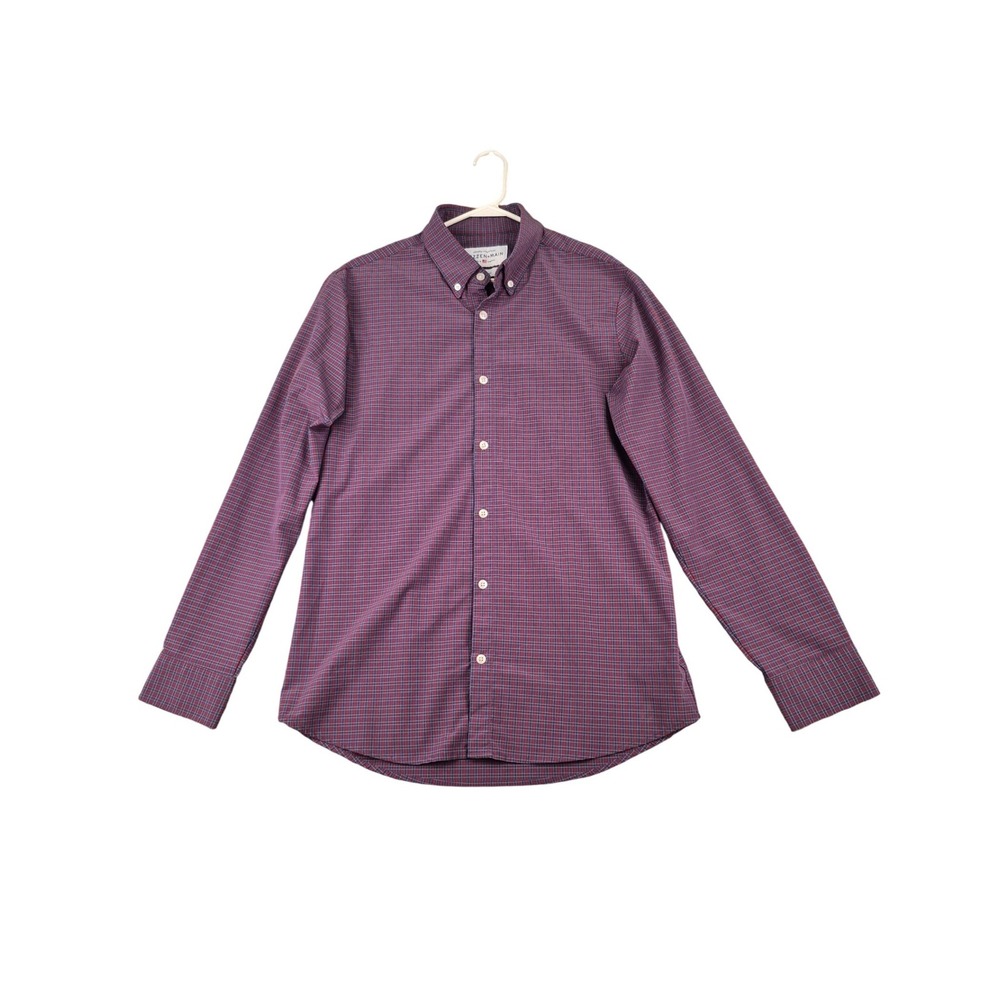Mizzen + Main Leeward Trim‎ Fit Performance Shirt Red Navy Blue Check Large